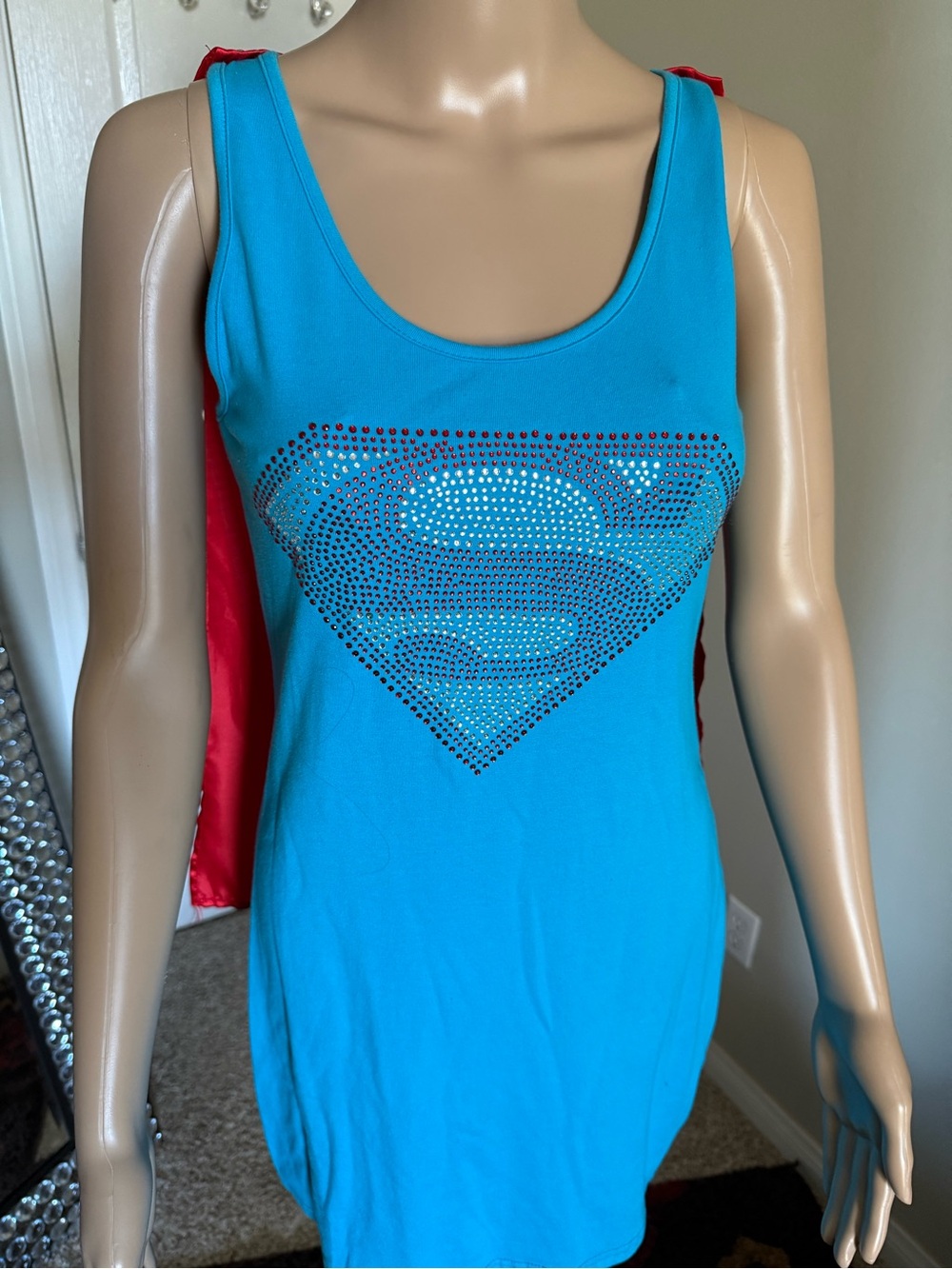 Supergirl Rhinestone Tank Dress - Blue